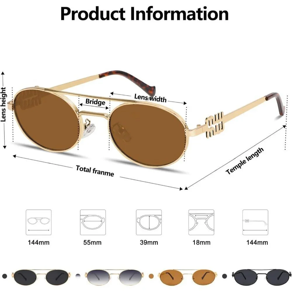 Retro Oval Metal Sunglasses Women 90s UV400 Protection Chic Accessory